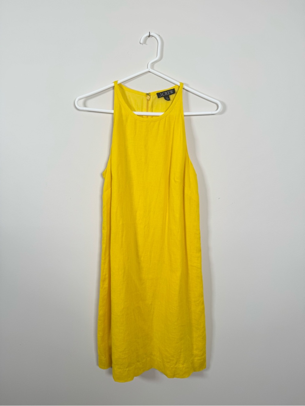 J. Crew Maxine High Neck Sleeveless Shift Linen Dress, Yellow - XS - Like New